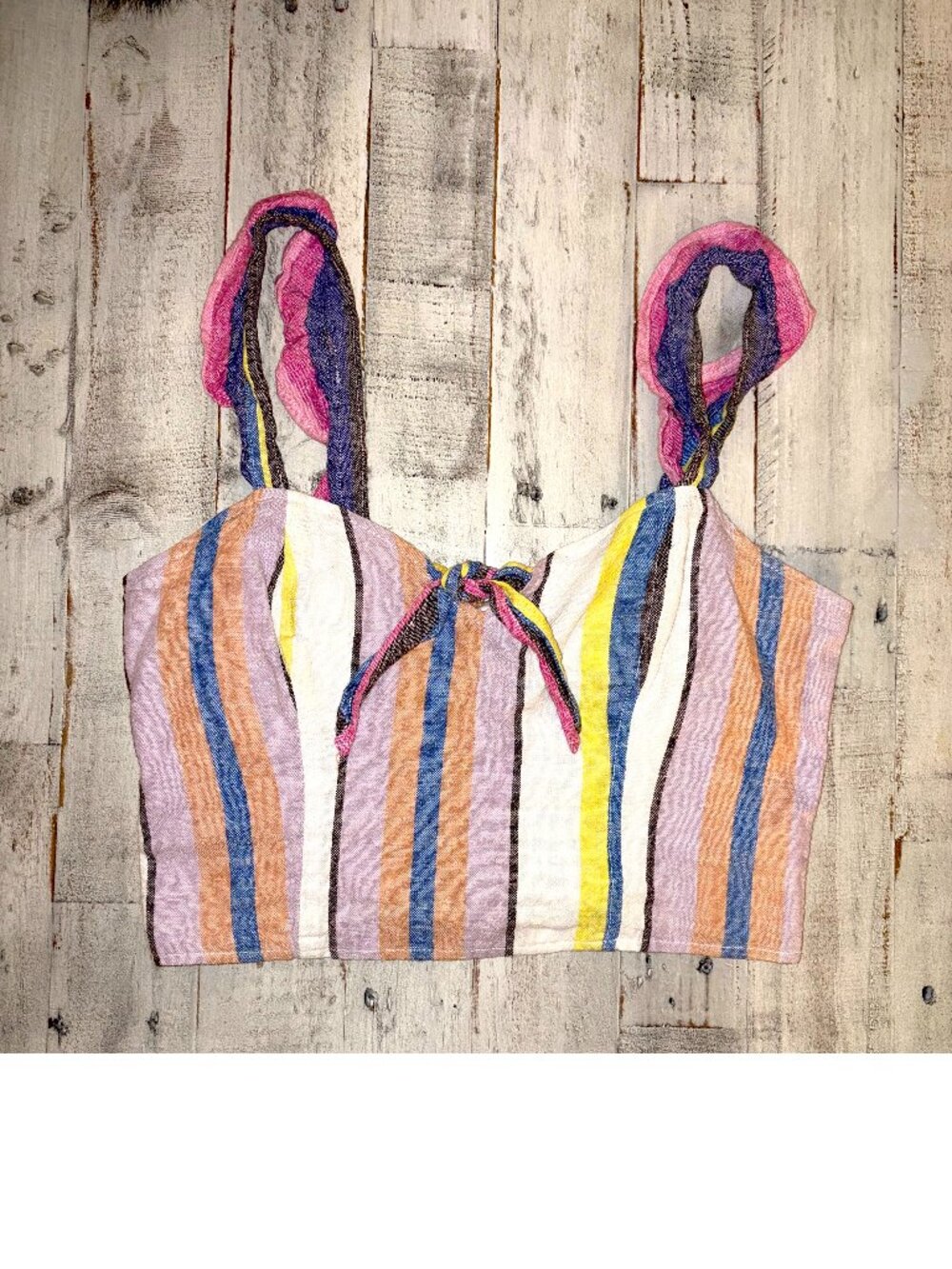 Boho Striped Tie-Front Crop Top
